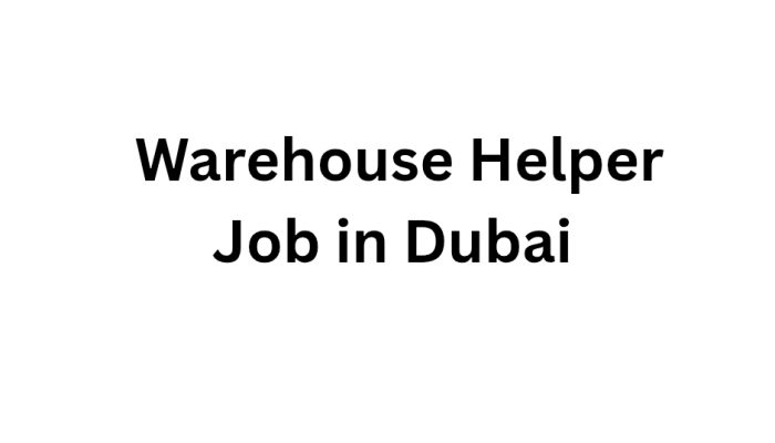 Warehouse Helper Job in Dubai