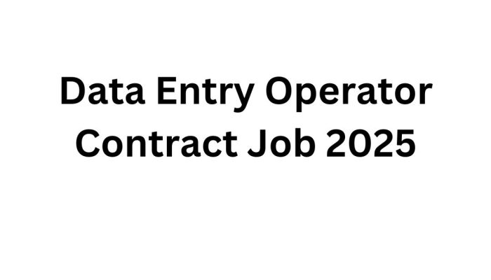 Data Entry Operator Contract Job 2025