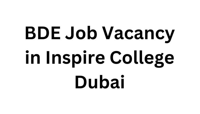 BDE Job Vacancy in Inspire College Dubai